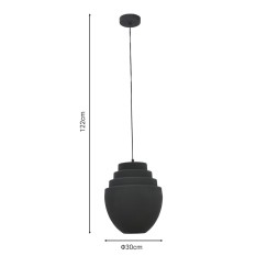 Plafonnier suspension luminaire métal noir 30x122cm