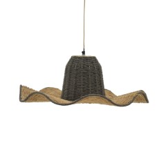 Plafonnier suspension luminaire papier tressé 57x110 cm