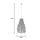 Plafonnier suspension luminaire papier tressé 30x125 cm
