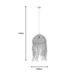 Plafonnier suspension luminaire  papier tressé 40x110 cm
