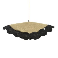 Plafonnier suspension luminaire noir en jute 70x100 cm