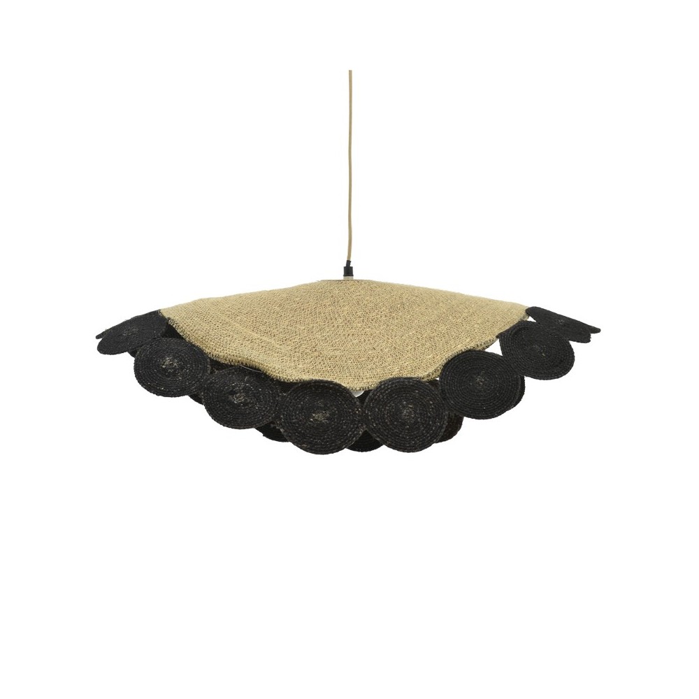 Plafonnier suspension luminaire noir en jute 70x100 cm Plafonnier suspension luminaire noir en jute 70x100 cm