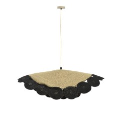 Plafonnier suspension luminaire noir en jute 70x100 cm