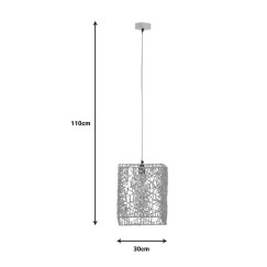 Plafonnier suspension luminaire papier tressé 30x27x110 cm