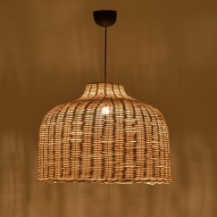 Plafonnier suspension luminaire en rotin abat jour 60x99cm