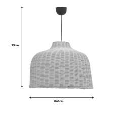 Plafonnier suspension luminaire en rotin abat jour 60x99cm