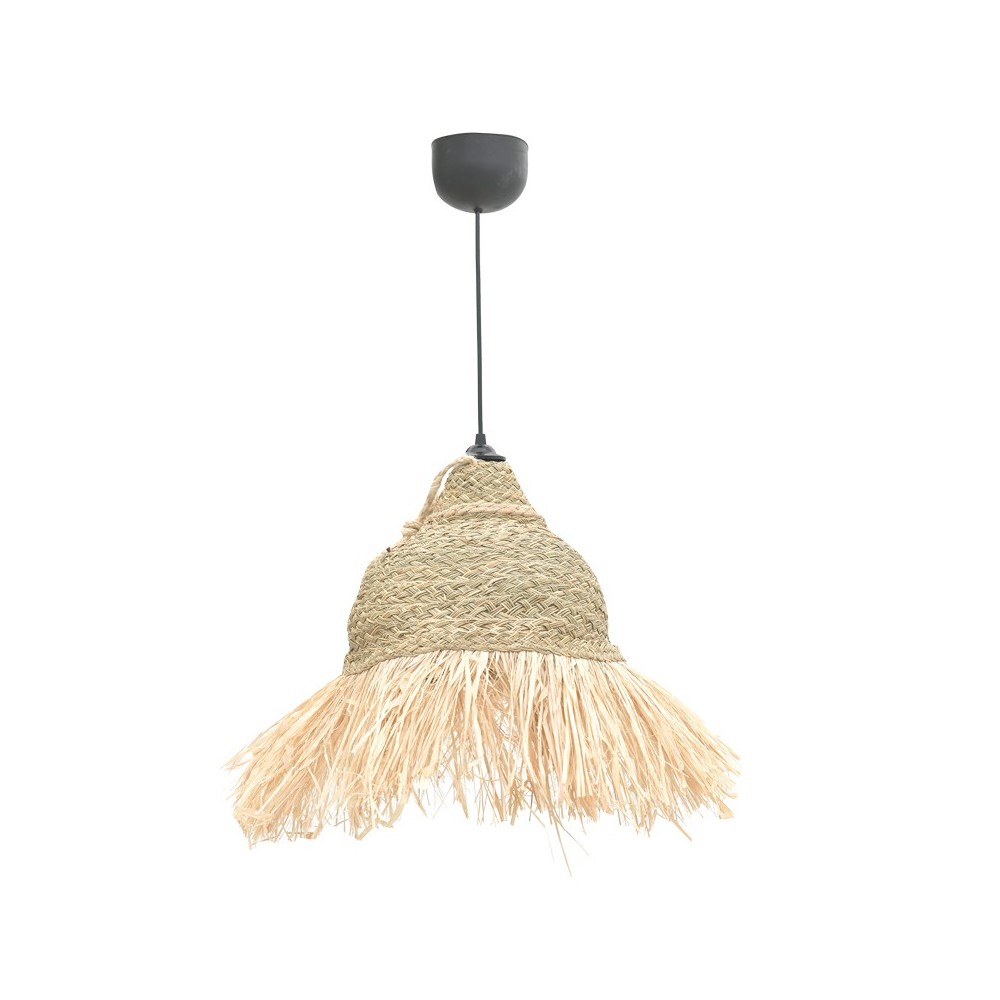 Plafonnier suspension luminaire en jonc avec abat jour 33x76 cm Plafonnier suspension luminaire en jonc avec abat jour 33x76 cm