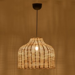 Plafonnier suspension luminaire en rotin abat jour 42x89cm