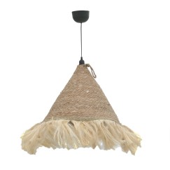 Plafonnier suspension luminaire jute avec abat jour 60x94cm