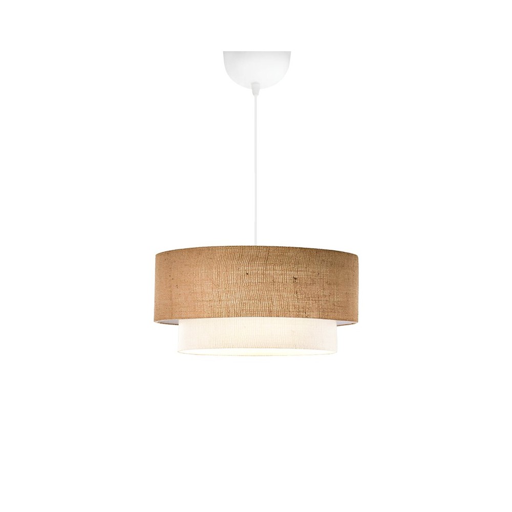 Plafonnier suspension luminaire en jute et tissu beige 30x15cm Plafonnier suspension luminaire en jute et tissu beige 30x15cm