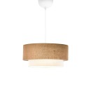 Plafonnier suspension luminaire en jute et tissu beige 30x15cm