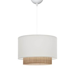 Plafonnier suspension luminaire tissu blanc 30x20 cm