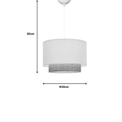 Plafonnier suspension luminaire tissu blanc 30x20 cm