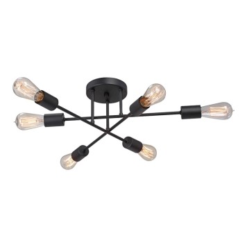 Plafonnier suspension luminaire métal noir 60x25 cm