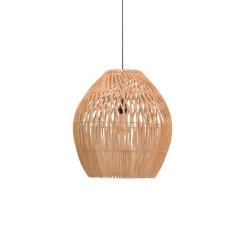 Plafonnier suspension luminaire rotin abat jour 50x40 cm