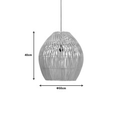 Plafonnier suspension luminaire rotin abat jour 50x40 cm