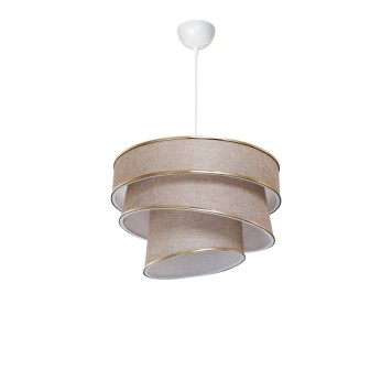 Plafonnier suspension luminaire tissu abat jour beige 38x65 cm