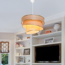 Plafonnier suspension luminaire tissu abat jour beige 38x65 cm