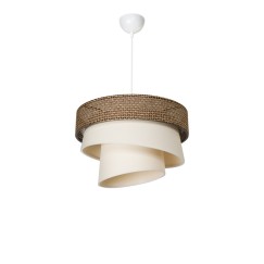 Plafonnier suspension luminaire tissu marron abat jour 38x65 cm