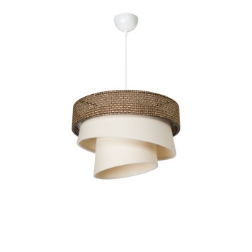 Plafonnier suspension luminaire tissu marron abat jour 38x65 cm