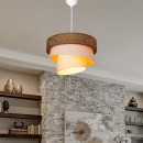Plafonnier suspension luminaire tissu marron abat jour 38x65 cm