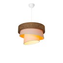 Plafonnier suspension luminaire tissu marron abat jour 38x65 cm