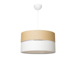 Plafonnier suspension luminaire tissu abat jour naturel 38x55 cm