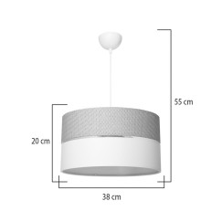 Plafonnier suspension luminaire tissu abat jour naturel 38x55 cm