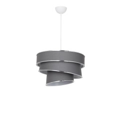 Plafonnier suspension luminaire tissu abat jour gris 38x65 cm