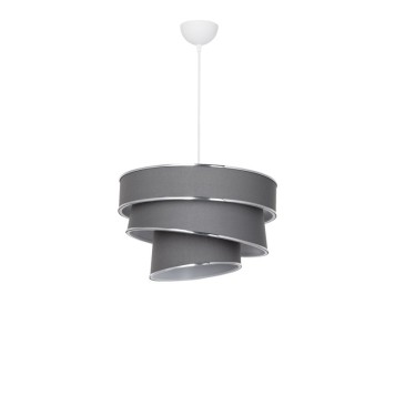 Plafonnier suspension luminaire tissu abat jour gris 38x65 cm