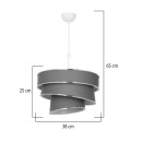 Plafonnier suspension luminaire tissu abat jour gris 38x65 cm