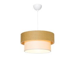 Plafonnier suspension luminaire en tissu abat jour beige 38x55 cm