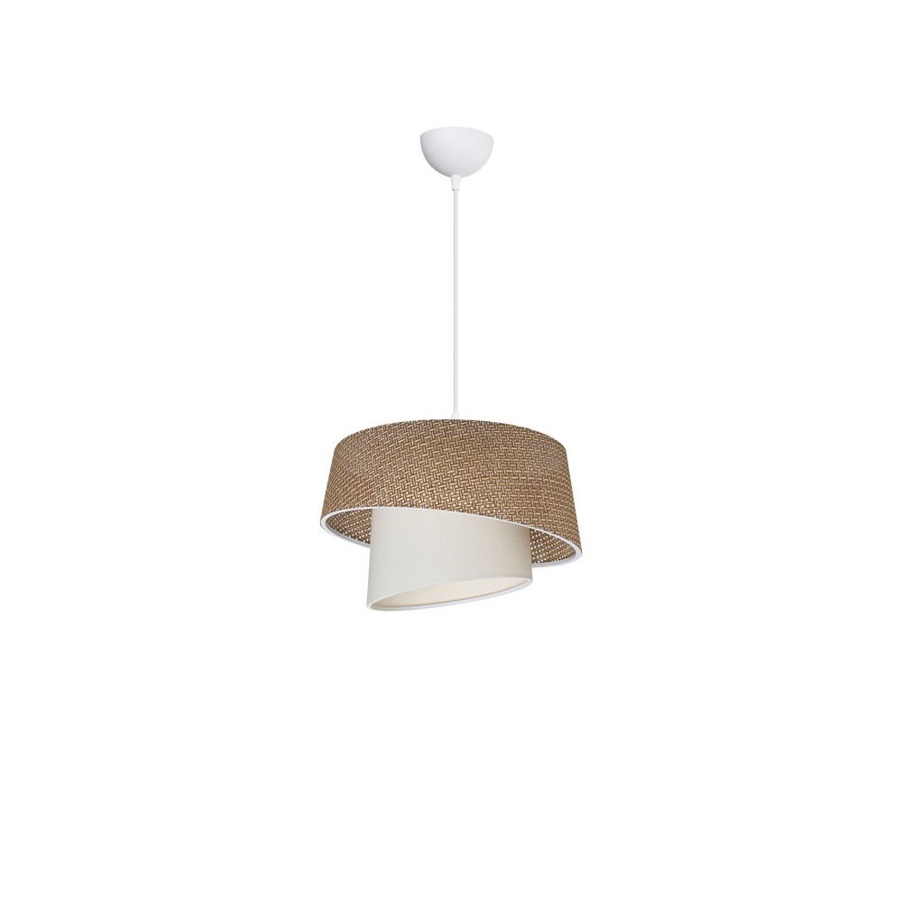 Plafonnier suspension luminaire abat jour marron et crème 34x24,5 cm Plafonnier suspension luminaire abat jour marron et crème 34x24,5 cm