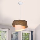 Plafonnier suspension luminaire abat jour marron et crème 34x24,5 cm