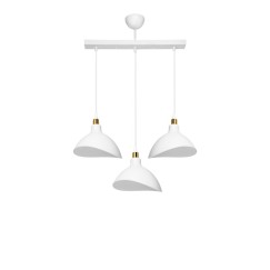 Plafonnier suspension luminaire trois lumières abat jour blanc 60x22x90 cm