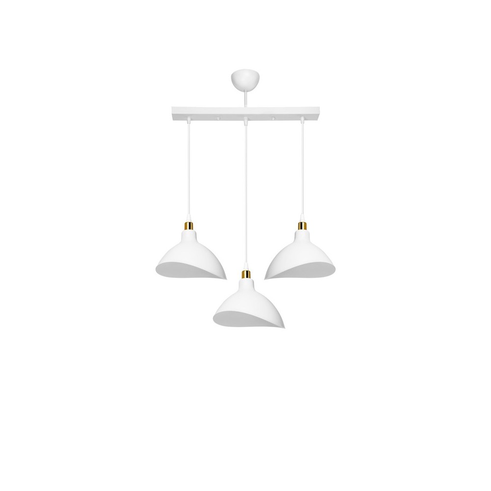 Plafonnier suspension luminaire trois lumières abat jour blanc 60x22x90 cm Plafonnier suspension luminaire trois lumières abat jour blanc 60x22x90 cm