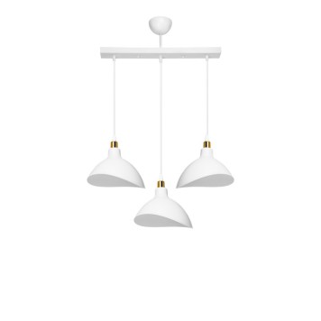 Plafonnier suspension luminaire trois lumières abat jour blanc 60x22x90 cm