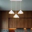 Plafonnier suspension luminaire trois lumières abat jour blanc 60x22x90 cm