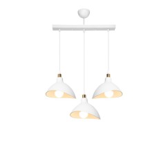 Plafonnier suspension luminaire trois lumières abat jour blanc 60x22x90 cm