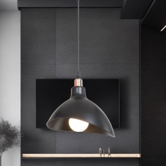Plafonnier suspension luminaire avec abat jour noir 22x22 cm