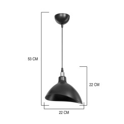 Plafonnier suspension luminaire avec abat jour noir 22x22 cm