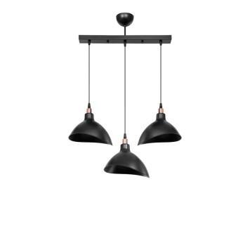 Plafonnier suspension luminaire à trois lumières avec abat jour noir 60x22x90 cm