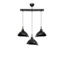 Plafonnier suspension luminaire à trois lumières avec abat jour noir 60x22x90 cm
