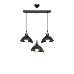 Plafonnier suspension luminaire à trois lumières avec abat jour noir 60x22x90 cm