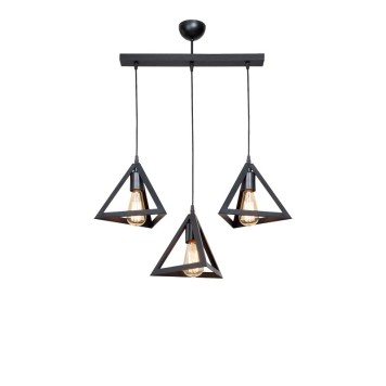Plafonnier suspension luminaire à trois lumières avec abat jour noir 60x24x75 cm