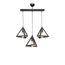 Plafonnier suspension luminaire à trois lumières avec abat jour noir 60x24x75 cm