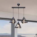 Plafonnier suspension luminaire à trois lumières avec abat jour noir 60x24x75 cm