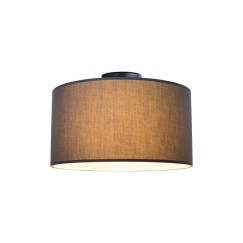 Plafonnier suspension luminaire en tissu abat jour gris 30x21 cm