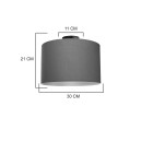 Plafonnier suspension luminaire en tissu abat jour gris 30x21 cm