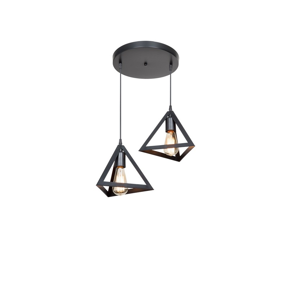 Plafonnier suspension luminaire deux lumières abat jour noir 50x60 cm Plafonnier suspension luminaire deux lumières abat jour noir 50x60 cm